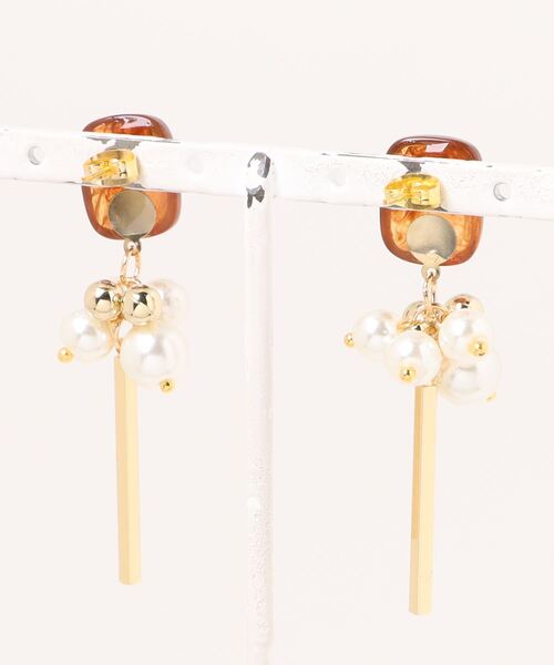 tone(トーン)の「【S.coeuf】【S.coeuf】ピアス カボション×パールとスティック(MA)(ピアス(両耳用)・レディース・ブラウン/グレー/オレンジ・FREE)」の5枚目の写真
