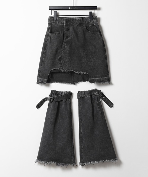 me+em select(ミームセレクト)の「【 2点セット 】ヴィンテージブラックダメージデニムミニスカート + デニムレッグカバー SET(デニムスカート・レディース・ブラック・SMALL/MEDIUM/LARGE)」の21枚目の写真