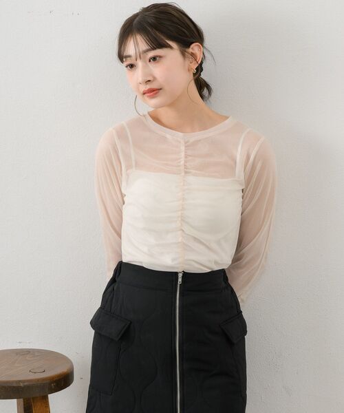 RETRO GIRL（レトロガール）の「シャーリングシアーインナー（Tシャツ/カットソー・レディース・ブラック/ダークグレー/ナチュラル/ブルー・FREE）」の10枚目の写真