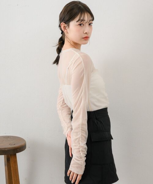 RETRO GIRL（レトロガール）の「シャーリングシアーインナー（Tシャツ/カットソー・レディース・ブラック/ダークグレー/ナチュラル/ブルー・FREE）」の11枚目の写真