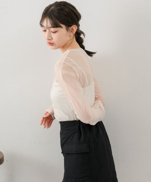 RETRO GIRL（レトロガール）の「シャーリングシアーインナー（Tシャツ/カットソー・レディース・ブラック/ダークグレー/ナチュラル/ブルー・FREE）」の8枚目の写真