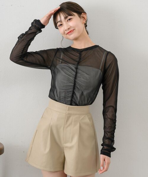 RETRO GIRL(レトロガール)の「シャーリングシアーインナー(Tシャツ/カットソー・レディース・ブラック/ダークグレー/ナチュラル/ブルー・FREE)」の16枚目の写真