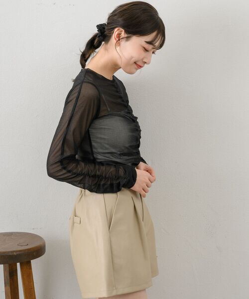 RETRO GIRL(レトロガール)の「シャーリングシアーインナー(Tシャツ/カットソー・レディース・ブラック/ダークグレー/ナチュラル/ブルー・FREE)」の15枚目の写真