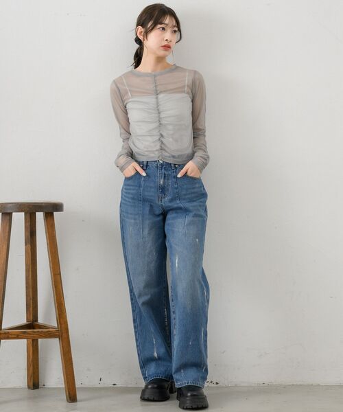 RETRO GIRL（レトロガール）の「シャーリングシアーインナー（Tシャツ/カットソー・レディース・ブラック/ダークグレー/ナチュラル/ブルー・FREE）」の17枚目の写真