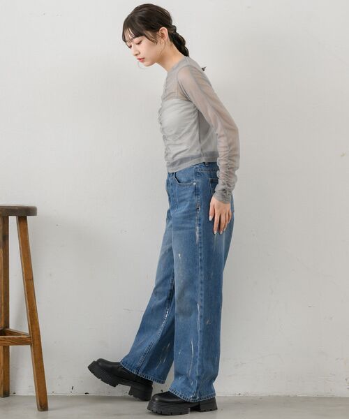 RETRO GIRL（レトロガール）の「シャーリングシアーインナー（Tシャツ/カットソー・レディース・ブラック/ダークグレー/ナチュラル/ブルー・FREE）」の13枚目の写真