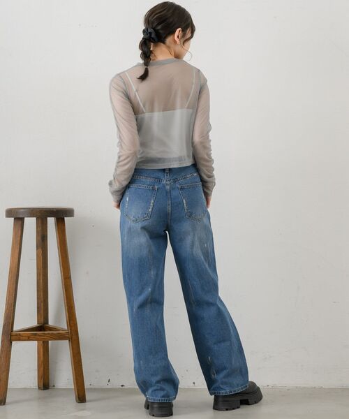 RETRO GIRL（レトロガール）の「シャーリングシアーインナー（Tシャツ/カットソー・レディース・ブラック/ダークグレー/ナチュラル/ブルー・FREE）」の14枚目の写真