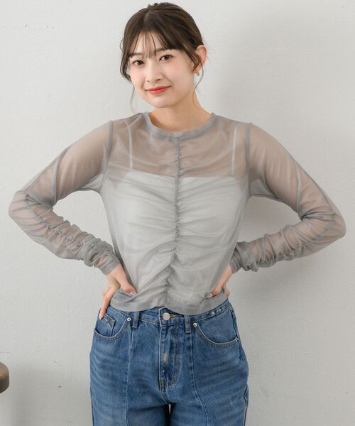 RETRO GIRL（レトロガール）の「シャーリングシアーインナー（Tシャツ/カットソー・レディース・ブラック/ダークグレー/ナチュラル/ブルー・FREE）」の21枚目の写真