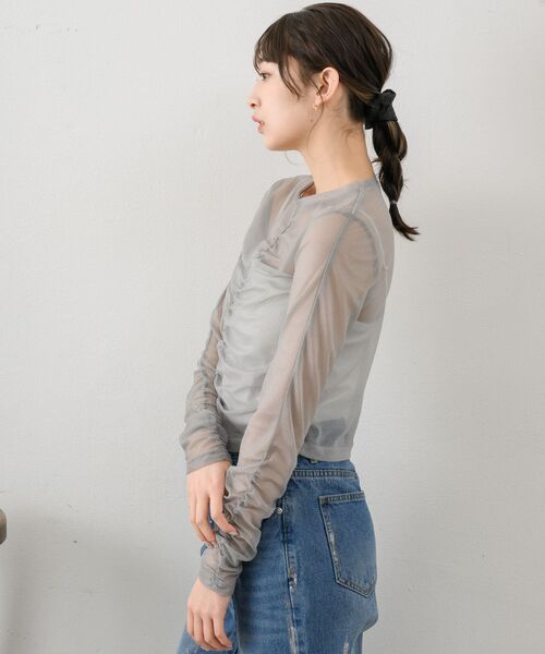 RETRO GIRL（レトロガール）の「シャーリングシアーインナー（Tシャツ/カットソー・レディース・ブラック/ダークグレー/ナチュラル/ブルー・FREE）」の20枚目の写真