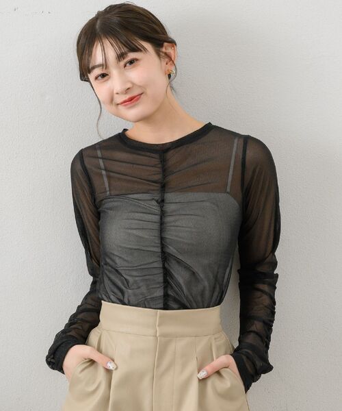RETRO GIRL(レトロガール)の「シャーリングシアーインナー(Tシャツ/カットソー・レディース・ブラック/ダークグレー/ナチュラル/ブルー・FREE)」の8枚目の写真