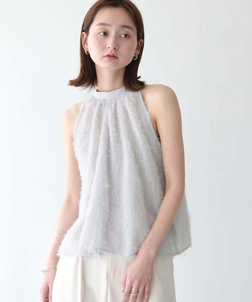 CLEIO（クレイオ）の「【CLEIO】フリンジジョーゼットアメリカンスリーブ/FRINGE GEORGETTE AMERICAN SLEEVES/940-11631（シャツ/ブラウス・レディース・ブラック/ホワイト/ライトグレー・FREE）」の3枚目の写真
