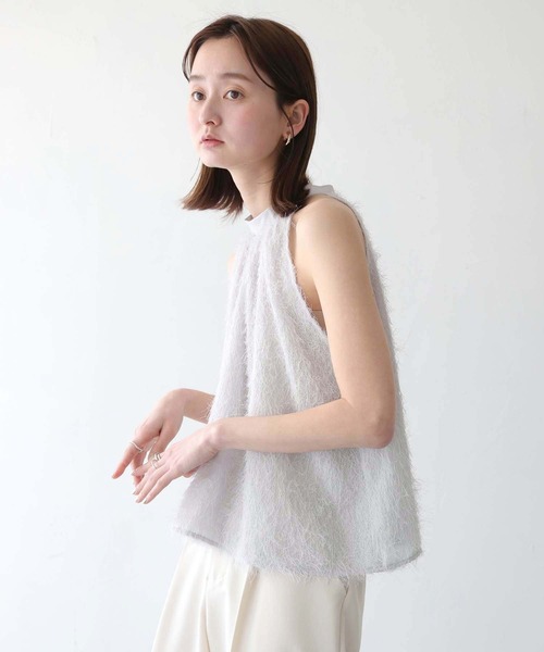 CLEIO（クレイオ）の「【CLEIO】フリンジジョーゼットアメリカンスリーブ/FRINGE GEORGETTE AMERICAN SLEEVES/940-11631（シャツ/ブラウス・レディース・ブラック/ホワイト/ライトグレー・FREE）」の21枚目の写真