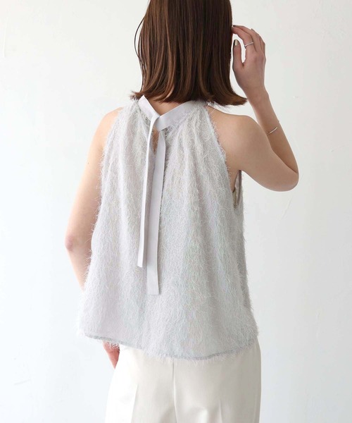 CLEIO（クレイオ）の「【CLEIO】フリンジジョーゼットアメリカンスリーブ/FRINGE GEORGETTE AMERICAN SLEEVES/940-11631（シャツ/ブラウス・レディース・ブラック/ホワイト/ライトグレー・FREE）」の22枚目の写真