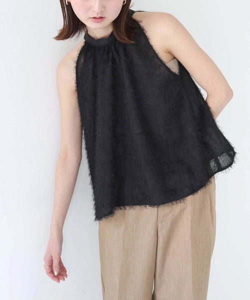 CLEIO（クレイオ）の「【CLEIO】フリンジジョーゼットアメリカンスリーブ/FRINGE GEORGETTE AMERICAN SLEEVES/940-11631（シャツ/ブラウス・レディース・ブラック/ホワイト/ライトグレー・FREE）」の14枚目の写真