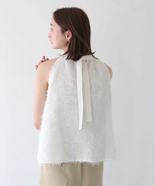 CLEIO（クレイオ）の「【CLEIO】フリンジジョーゼットアメリカンスリーブ/FRINGE GEORGETTE AMERICAN SLEEVES/940-11631（シャツ/ブラウス・レディース・ブラック/ホワイト/ライトグレー・FREE）」の6枚目の写真