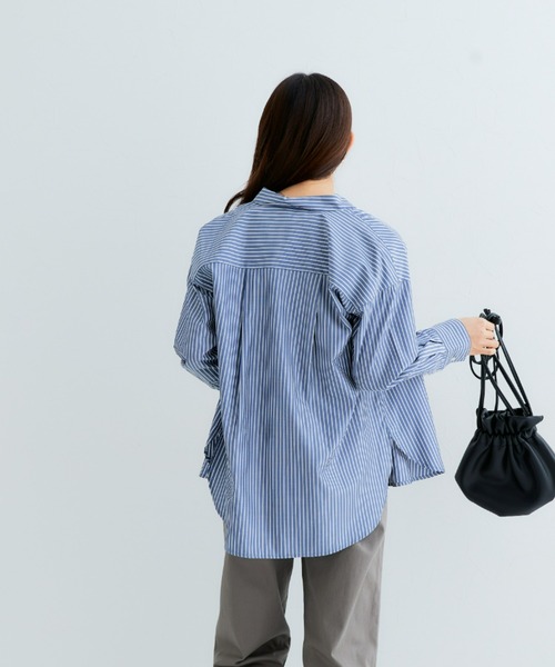 Petitjo（プッチージョ）の「小さいサイズ　さらっと羽織れるロングシャツ　低身長さん・小柄女性（シャツ/ブラウス・レディース・ネイビー・PS/PM/PL/PSS）」の5枚目の写真