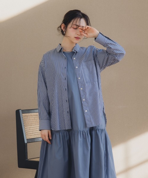 Petitjo（プッチージョ）の「小さいサイズ　さらっと羽織れるロングシャツ　低身長さん・小柄女性（シャツ/ブラウス・レディース・ネイビー・PS/PM/PL/PSS）」の13枚目の写真