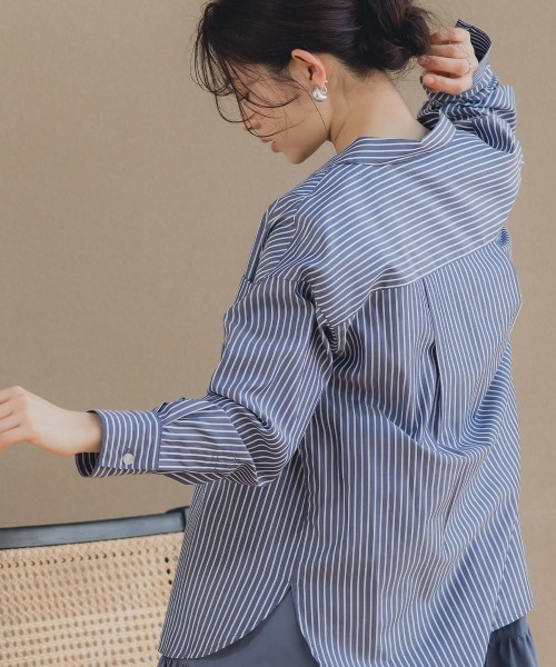 【洗える／さらっと羽織れる】脇スリット入りロングブラウス 小さいサイズ さらっと羽織れるロングシャツ 低身長さん・小柄