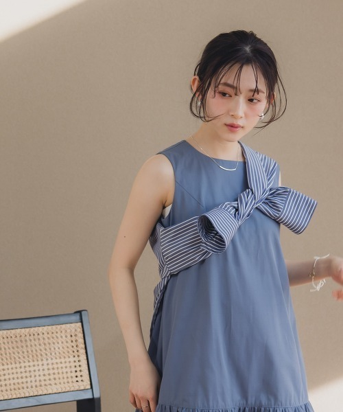 Petitjo（プッチージョ）の「小さいサイズ　さらっと羽織れるロングシャツ　低身長さん・小柄女性（シャツ/ブラウス・レディース・ネイビー・PS/PM/PL/PSS）」の14枚目の写真