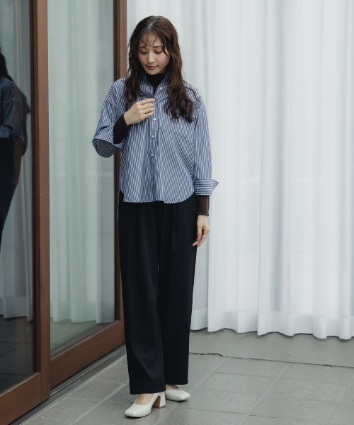 Petitjo（プッチージョ）の「小さいサイズ　さらっと羽織れるロングシャツ　低身長さん・小柄女性（シャツ/ブラウス・レディース・ネイビー・PS/PM/PL/PSS）」の22枚目の写真