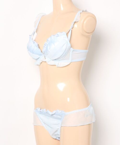 セール】サテン×プリントシフォンブラジャー＆ショーツセット