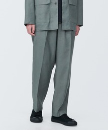 紳士 ヘンプ混タックストレートパンツ