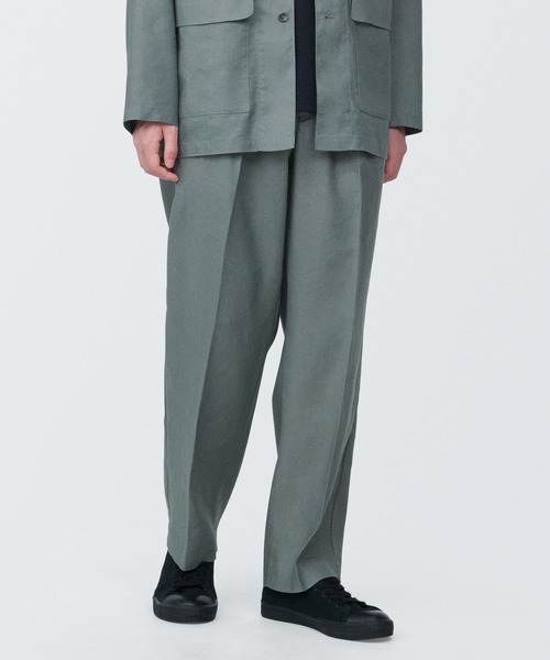 ユ*ウ様 無印良品　紳士　ヘンプ混タックストレートパンツ紳士Ｍ・ミディアムグレー MUJI (無印良品) - 無印良品 紳士 ヘンプ混タックストレート