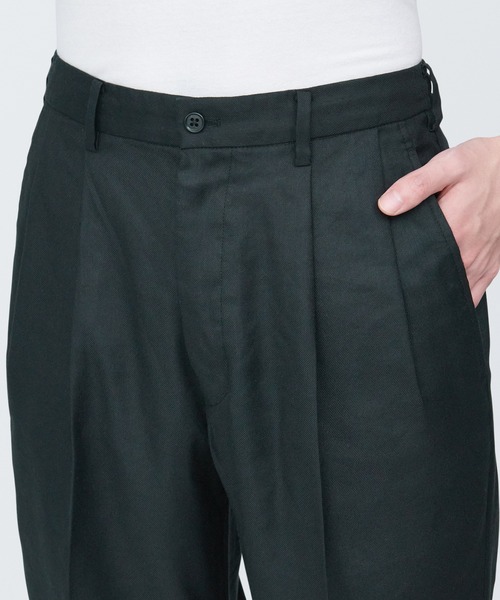 ヘンプ混シャツジャケット+ヘンプ混タックストレートパンツ セットアップ MUJI (無印良品) - 無印良品 紳士 ヘンプ混タックストレート