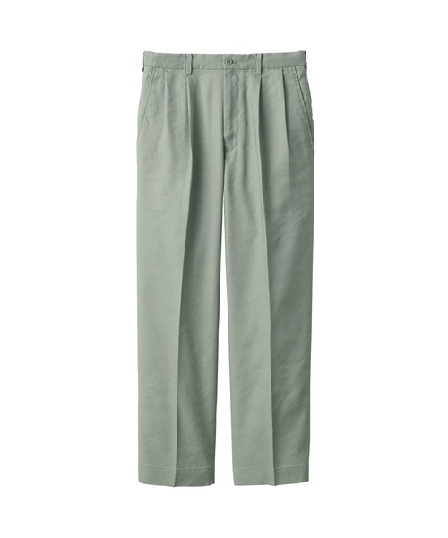 ヘンプ混シャツジャケット+ヘンプ混タックストレートパンツ セットアップ XL ブラック ヘンプ混 シャツジャケット タックストレートパンツ