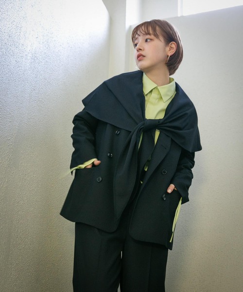 KBF（ケイビーエフ）の「ショールカラージャケット（テーラードジャケット・レディース・ネイビー・ONE）」の10枚目の写真