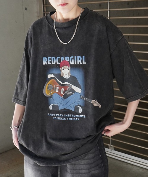 Red Cap Girl（レッドキャプガール）の「25SS レトロ ヴィンテージライク ピグメント加工 ビッグシルエットTシャツ カットソー（Tシャツ/カットソー・メンズ・ブラック系その他/ブラック・XL/L/M）」の4枚目の写真