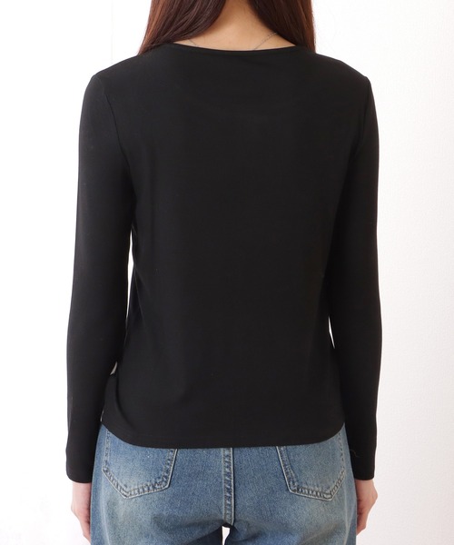 Lace Ladies(レースレディース)の「ベーシック ヘンリーネック 長袖 レイヤード風 カットソートップス(Tシャツ/カットソー・レディース・ブラック・XL/M/S)」の10枚目の写真