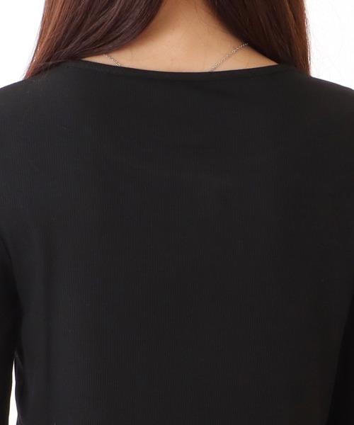 Lace Ladies(レースレディース)の「ベーシック ヘンリーネック 長袖 レイヤード風 カットソートップス(Tシャツ/カットソー・レディース・ブラック・XL/M/S)」の12枚目の写真
