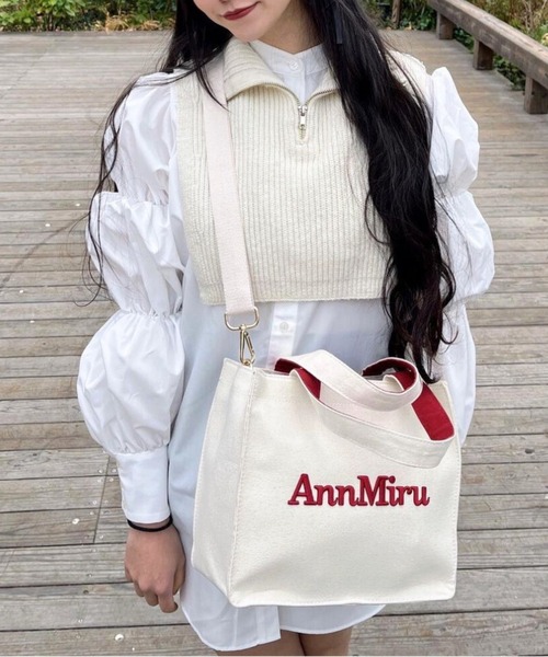 AnnMiru(アンミル)の「【2way】AnnMiruショルダートート(トートバッグ・レディース・アイボリー/インディゴブルー/ブラック・FREE)」の6枚目の写真