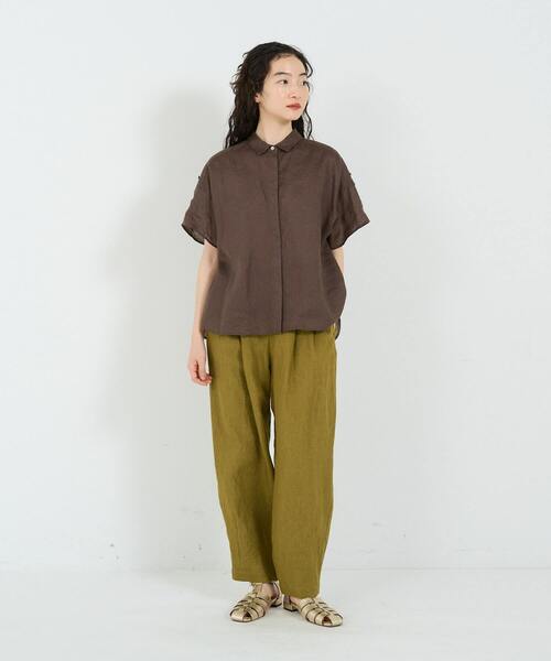 conges payes ADIEU TRISTESSE(コンジェ ペイエ アデュートリステス)の「リネンシャツ(シャツ/ブラウス・レディース・ブルーグレー/ライトグレー/ブラウン・38)」の14枚目の写真