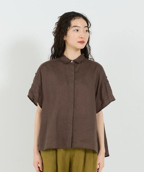 conges payes ADIEU TRISTESSE(コンジェ ペイエ アデュートリステス)の「リネンシャツ(シャツ/ブラウス・レディース・ブルーグレー/ライトグレー/ブラウン・38)」の16枚目の写真