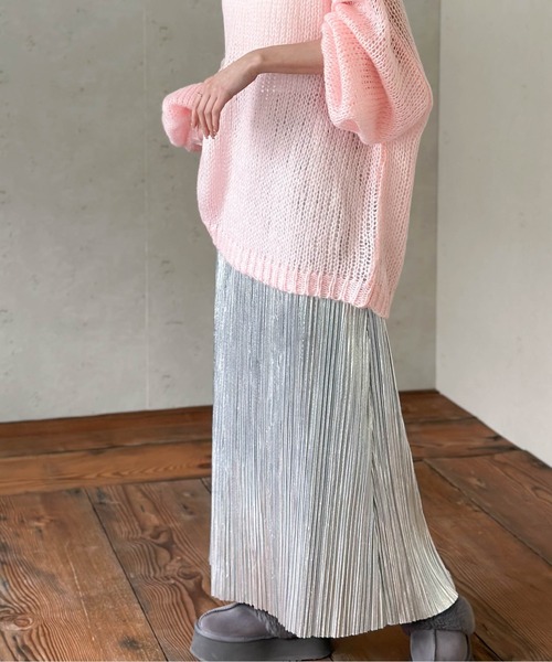 Per sist ence(パーシエンス)の「メタリック箔カットソーランダムプリーツスカート(スカート・レディース・ブラック/チャコールグレー/シルバー・FREE)」の14枚目の写真