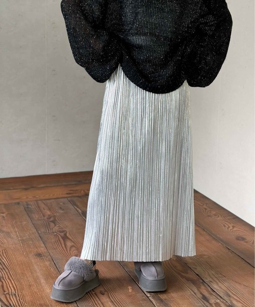 Per sist ence(パーシエンス)の「メタリック箔カットソーランダムプリーツスカート(スカート・レディース・ブラック/チャコールグレー/シルバー・FREE)」の16枚目の写真