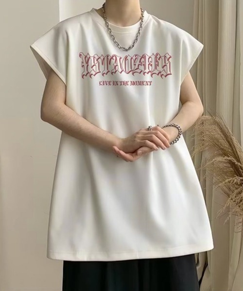 NOWLE（ノウル）の「【NOWLE】ルーズシルエット ロゴ ノースリーブ Tシャツ（タンクトップ・メンズ・グレー/ホワイト/ブラック・X-LARGE/LARGE/MEDIUM）」の8枚目の写真