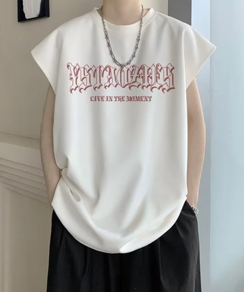 NOWLE（ノウル）の「【NOWLE】ルーズシルエット ロゴ ノースリーブ Tシャツ（タンクトップ・メンズ・グレー/ホワイト/ブラック・X-LARGE/LARGE/MEDIUM）」の10枚目の写真