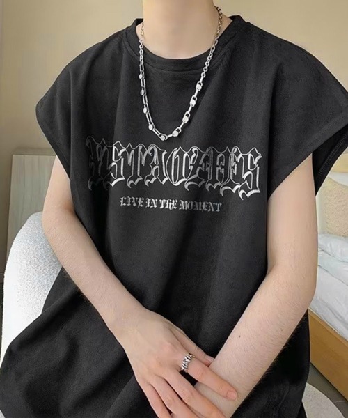 NOWLE（ノウル）の「【NOWLE】ルーズシルエット ロゴ ノースリーブ Tシャツ（タンクトップ・メンズ・グレー/ホワイト/ブラック・X-LARGE/LARGE/MEDIUM）」の14枚目の写真