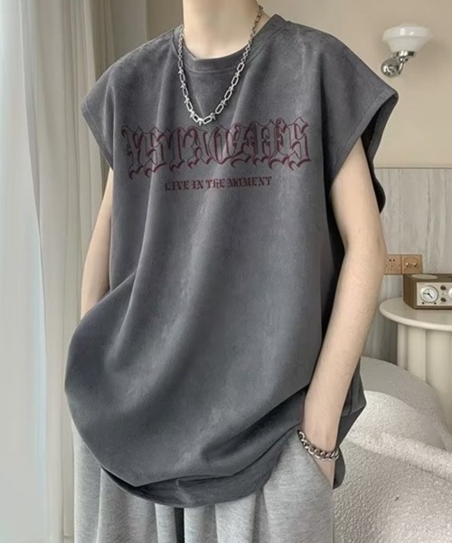 NOWLE（ノウル）の「【NOWLE】ルーズシルエット ロゴ ノースリーブ Tシャツ（タンクトップ・メンズ・グレー/ホワイト/ブラック・X-LARGE/LARGE/MEDIUM）」の17枚目の写真