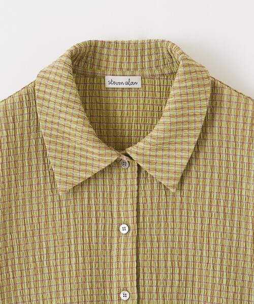 【限定価格】STEVEN ALAN クレープ チェック ハーフスリーブ シャツ BEAUTY&YOUTH UNITED ARROWS｜<Steven Alan>クレープ チェック