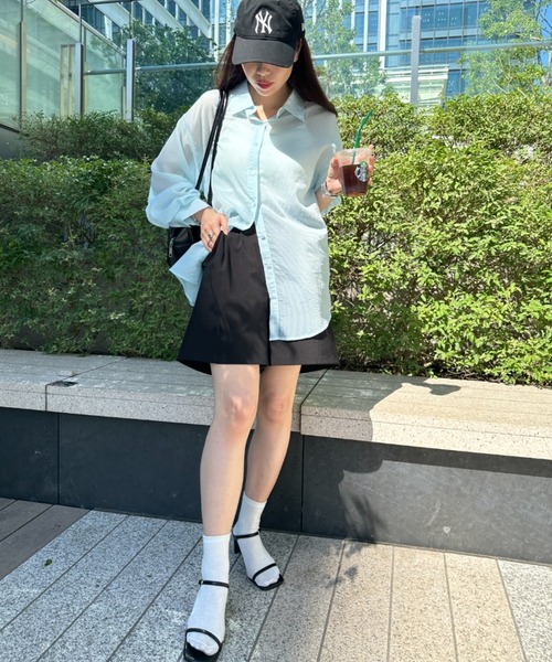 WEGO(ウィゴー)の「WEGO/【人気アイテムがアップデートされ新登場!】シアーBIGシャツ(シャツ/ブラウス・レディース・ライトピンク/ブラック/ホワイト/グリーン系その他/ブルー系その他4/ライトグレー・FREE)」の14枚目の写真