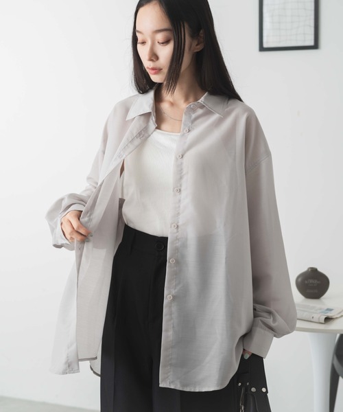 WEGO(ウィゴー)の「WEGO/【人気アイテムがアップデートされ新登場!】シアーBIGシャツ(シャツ/ブラウス・レディース・ライトピンク/ブラック/ホワイト/グリーン系その他/ブルー系その他4/ライトグレー・FREE)」の11枚目の写真