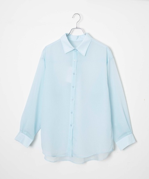 WEGO(ウィゴー)の「WEGO/【人気アイテムがアップデートされ新登場!】シアーBIGシャツ(シャツ/ブラウス・レディース・ライトピンク/ブラック/ホワイト/グリーン系その他/ブルー系その他4/ライトグレー・FREE)」の13枚目の写真