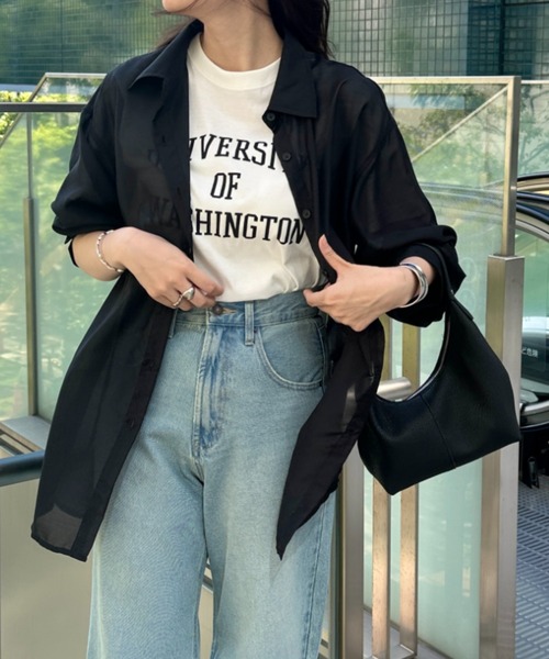 WEGO(ウィゴー)の「WEGO/【人気アイテムがアップデートされ新登場!】シアーBIGシャツ(シャツ/ブラウス・レディース・ライトピンク/ブラック/ホワイト/グリーン系その他/ブルー系その他4/ライトグレー・FREE)」の16枚目の写真