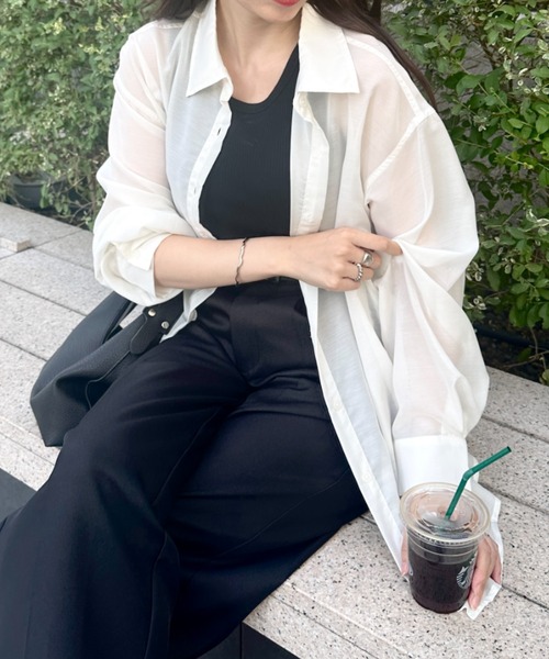 WEGO(ウィゴー)の「WEGO/【人気アイテムがアップデートされ新登場!】シアーBIGシャツ(シャツ/ブラウス・レディース・ライトピンク/ブラック/ホワイト/グリーン系その他/ブルー系その他4/ライトグレー・FREE)」の15枚目の写真