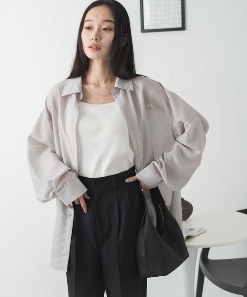 WEGO(ウィゴー)の「WEGO/【人気アイテムがアップデートされ新登場!】シアーBIGシャツ(シャツ/ブラウス・レディース・ライトピンク/ブラック/ホワイト/グリーン系その他/ブルー系その他4/ライトグレー・FREE)」の9枚目の写真