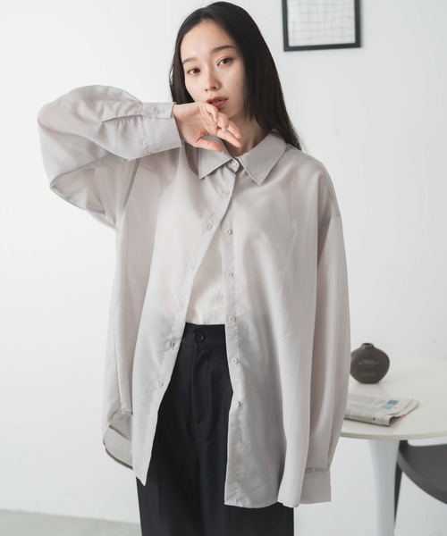 WEGO(ウィゴー)の「WEGO/【人気アイテムがアップデートされ新登場!】シアーBIGシャツ(シャツ/ブラウス・レディース・ライトピンク/ブラック/ホワイト/グリーン系その他/ブルー系その他4/ライトグレー・FREE)」の8枚目の写真