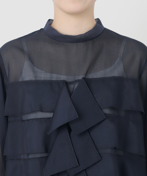 IENA LA BOUCLE コットンポリシアーフリルブラウス（シャツ/ブラウス